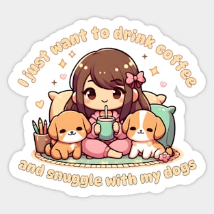 Coffee And Canine Cuddles Sticker